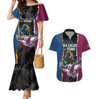 Titans and Manly Eagle Couples Matching Mermaid Dress and Hawaiian Shirt Rugby Together Sporty Style