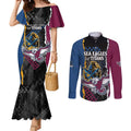 Titans and Manly Eagle Couples Matching Mermaid Dress and Long Sleeve Button Shirt Rugby Together Sporty Style