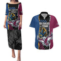 Titans and Manly Eagle Couples Matching Puletasi and Hawaiian Shirt Rugby Together Sporty Style
