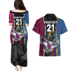 Titans and Manly Eagle Couples Matching Puletasi and Hawaiian Shirt Rugby Together Sporty Style