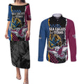 Titans and Manly Eagle Couples Matching Puletasi and Long Sleeve Button Shirt Rugby Together Sporty Style