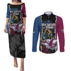 Titans and Manly Eagle Couples Matching Puletasi and Long Sleeve Button Shirt Rugby Together Sporty Style