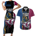 Titans and Manly Eagle Couples Matching Short Sleeve Bodycon Dress and Hawaiian Shirt Rugby Together Sporty Style