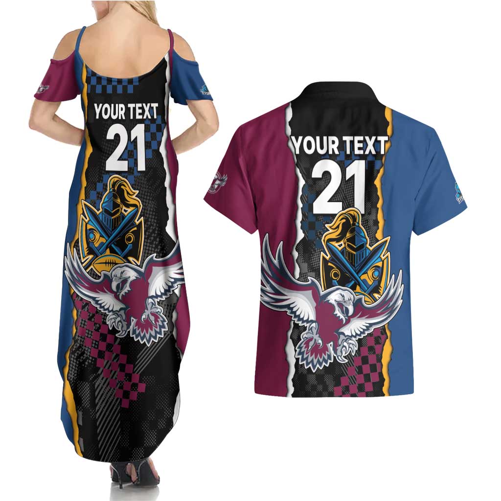 Titans and Manly Eagle Couples Matching Summer Maxi Dress and Hawaiian Shirt Rugby Together Sporty Style