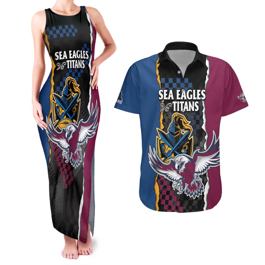 Titans and Manly Eagle Couples Matching Tank Maxi Dress and Hawaiian Shirt Rugby Together Sporty Style