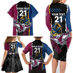 Titans and Manly Eagle Family Matching Long Sleeve Bodycon Dress and Hawaiian Shirt Rugby Together Sporty Style