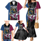 Titans and Manly Eagle Family Matching Mermaid Dress and Hawaiian Shirt Rugby Together Sporty Style