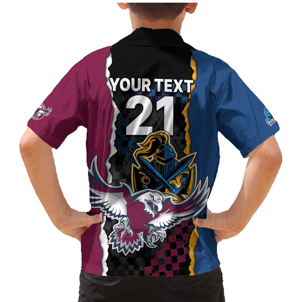 Titans and Manly Eagle Family Matching Mermaid Dress and Hawaiian Shirt Rugby Together Sporty Style