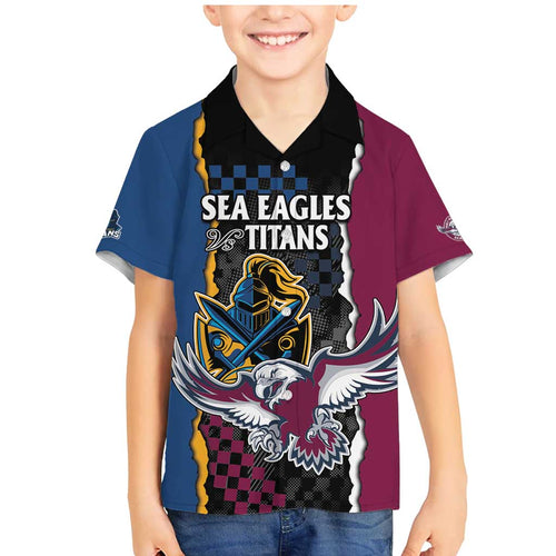 Titans and Manly Eagle Family Matching Mermaid Dress and Hawaiian Shirt Rugby Together Sporty Style