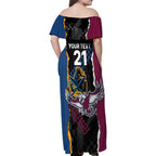 Titans and Manly Eagle Family Matching Off Shoulder Maxi Dress and Hawaiian Shirt Rugby Together Sporty Style