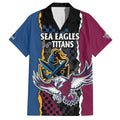 Titans and Manly Eagle Family Matching Off Shoulder Short Dress and Hawaiian Shirt Rugby Together Sporty Style
