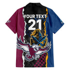 Titans and Manly Eagle Family Matching Off Shoulder Short Dress and Hawaiian Shirt Rugby Together Sporty Style