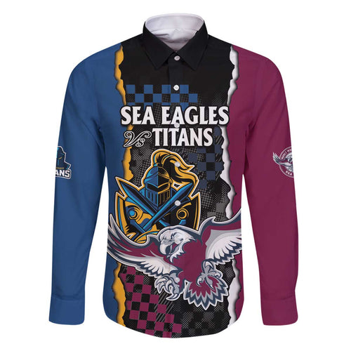 Titans and Manly Eagle Family Matching Off Shoulder Short Dress and Hawaiian Shirt Rugby Together Sporty Style