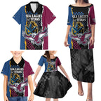 Titans and Manly Eagle Family Matching Puletasi and Hawaiian Shirt Rugby Together Sporty Style