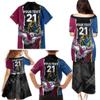 Titans and Manly Eagle Family Matching Puletasi and Hawaiian Shirt Rugby Together Sporty Style