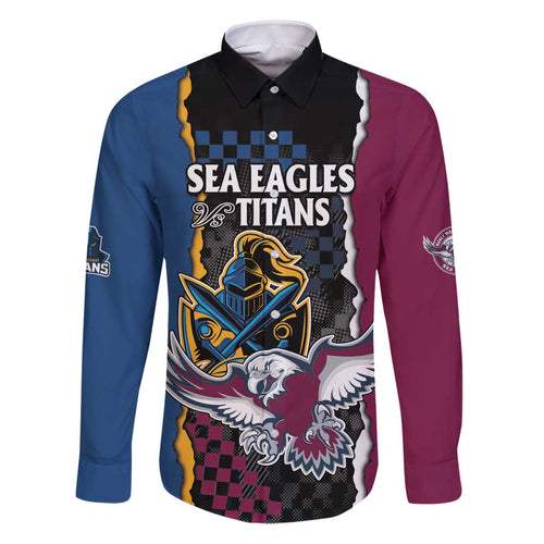 Titans and Manly Eagle Family Matching Puletasi and Hawaiian Shirt Rugby Together Sporty Style