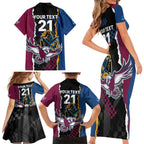 Titans and Manly Eagle Family Matching Short Sleeve Bodycon Dress and Hawaiian Shirt Rugby Together Sporty Style