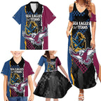 Titans and Manly Eagle Family Matching Summer Maxi Dress and Hawaiian Shirt Rugby Together Sporty Style