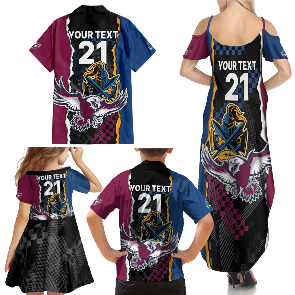 Titans and Manly Eagle Family Matching Summer Maxi Dress and Hawaiian Shirt Rugby Together Sporty Style