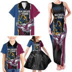 Titans and Manly Eagle Family Matching Tank Maxi Dress and Hawaiian Shirt Rugby Together Sporty Style
