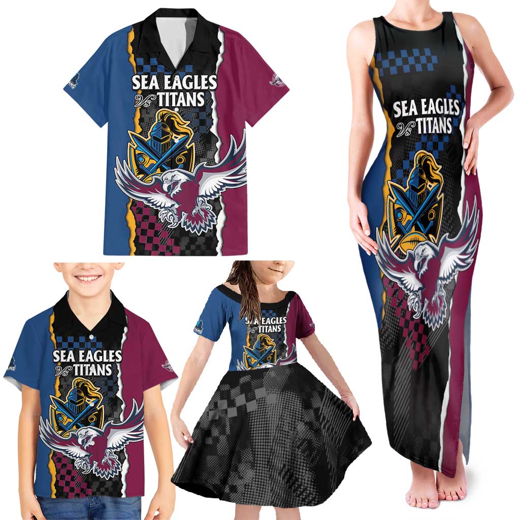 Titans and Manly Eagle Family Matching Tank Maxi Dress and Hawaiian Shirt Rugby Together Sporty Style