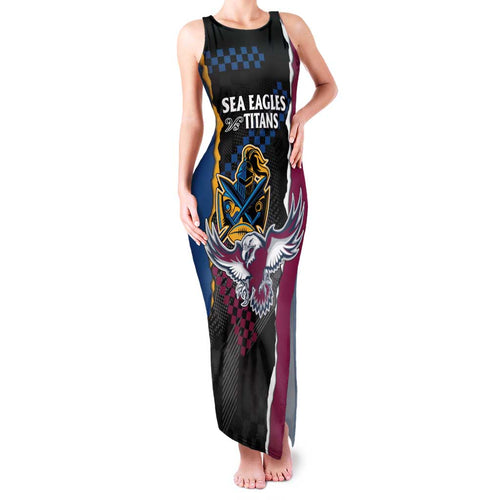 Titans and Manly Eagle Family Matching Tank Maxi Dress and Hawaiian Shirt Rugby Together Sporty Style