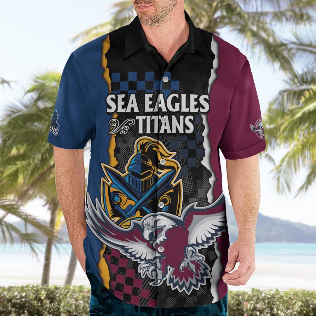Titans and Manly Eagle Hawaiian Shirt Rugby Together Sporty Style