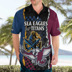 Titans and Manly Eagle Hawaiian Shirt Rugby Together Sporty Style