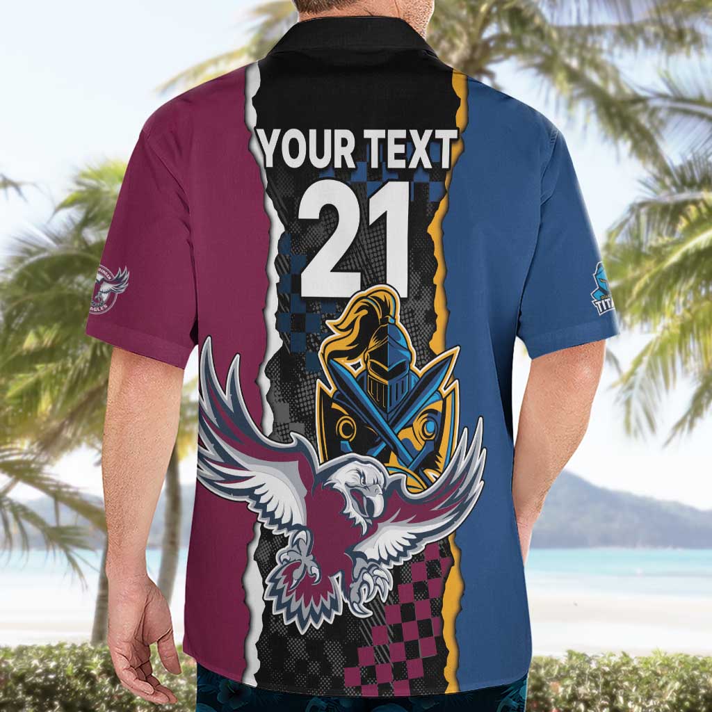 Titans and Manly Eagle Hawaiian Shirt Rugby Together Sporty Style