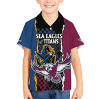 Titans and Manly Eagle Kid Hawaiian Shirt Rugby Together Sporty Style