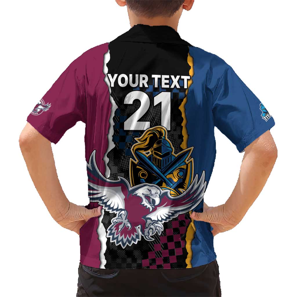 Titans and Manly Eagle Kid Hawaiian Shirt Rugby Together Sporty Style