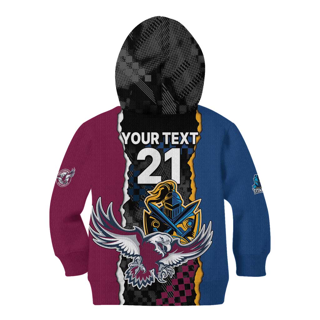 Titans and Manly Eagle Kid Hoodie Rugby Together Sporty Style
