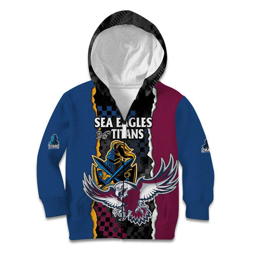 Titans and Manly Eagle Kid Hoodie Rugby Together Sporty Style