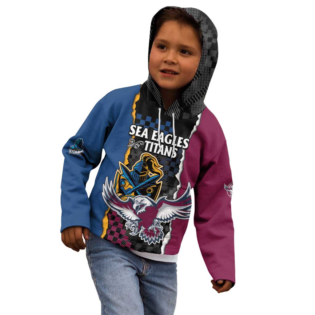 Titans and Manly Eagle Kid Hoodie Rugby Together Sporty Style