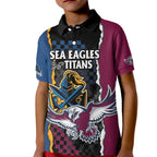 Titans and Manly Eagle Kid Polo Shirt Rugby Together Sporty Style
