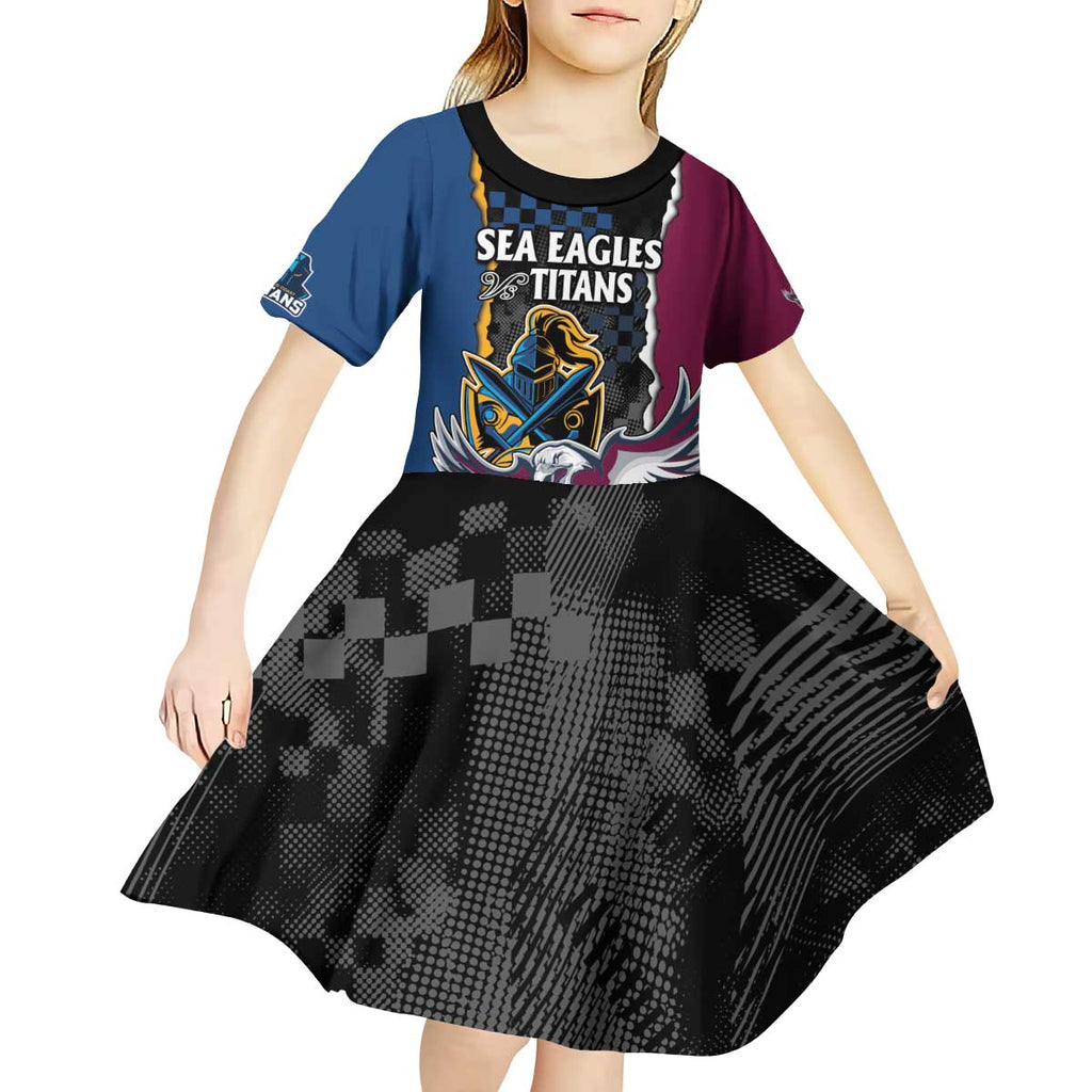 Titans and Manly Eagle Kid Short Sleeve Dress Rugby Together Sporty Style