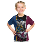 Titans and Manly Eagle Kid T Shirt Rugby Together Sporty Style