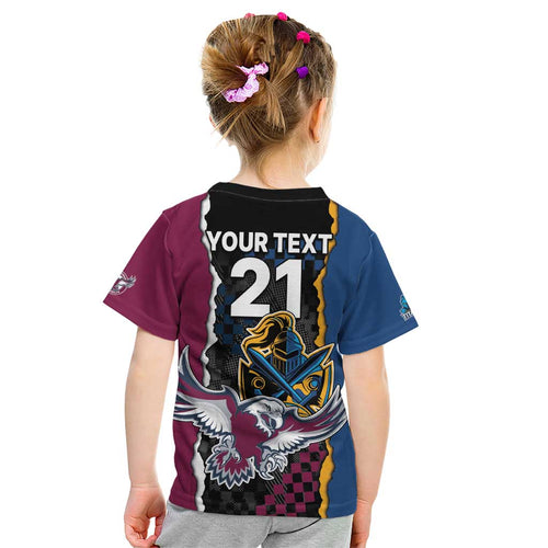 Titans and Manly Eagle Kid T Shirt Rugby Together Sporty Style