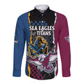 Titans and Manly Eagle Long Sleeve Button Shirt Rugby Together Sporty Style