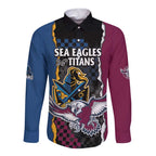 Titans and Manly Eagle Long Sleeve Button Shirt Rugby Together Sporty Style