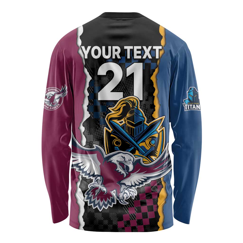 Titans and Manly Eagle Long Sleeve Shirt Rugby Together Sporty Style
