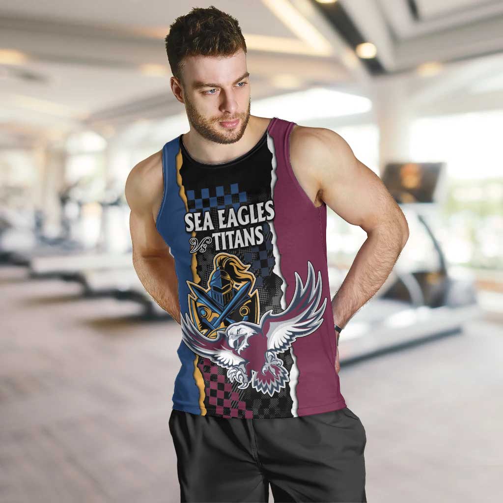 Titans and Manly Eagle Men Tank Top Rugby Together Sporty Style