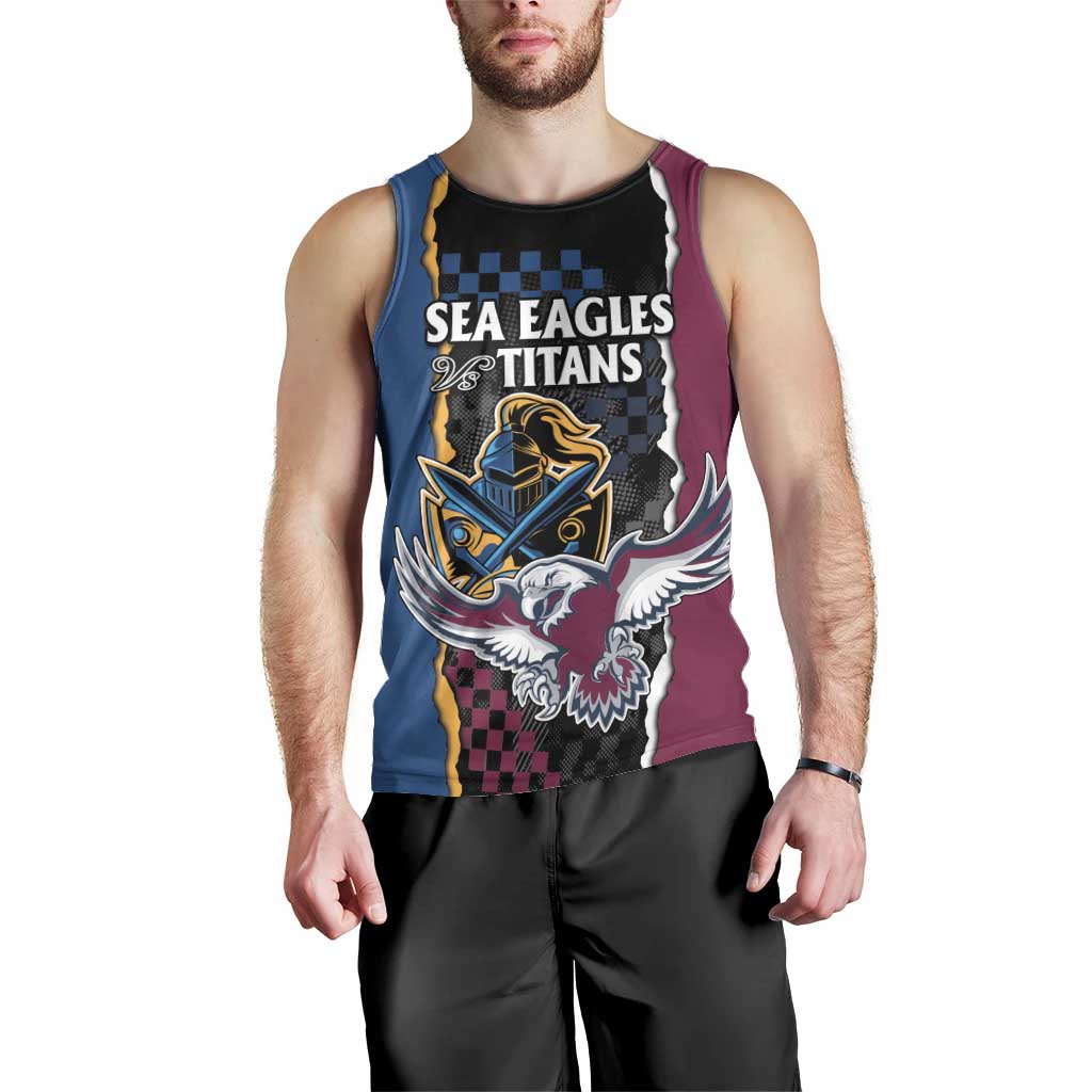 Titans and Manly Eagle Men Tank Top Rugby Together Sporty Style