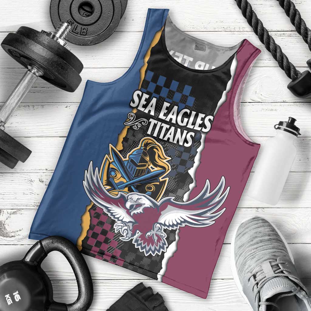 Titans and Manly Eagle Men Tank Top Rugby Together Sporty Style