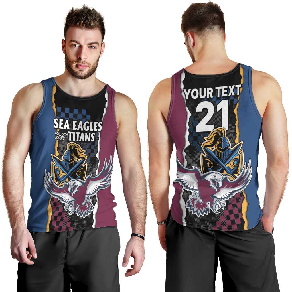 Titans and Manly Eagle Men Tank Top Rugby Together Sporty Style
