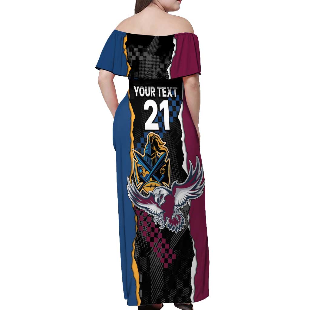Titans and Manly Eagle Off Shoulder Maxi Dress Rugby Together Sporty Style