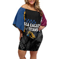 Titans and Manly Eagle Off Shoulder Short Dress Rugby Together Sporty Style