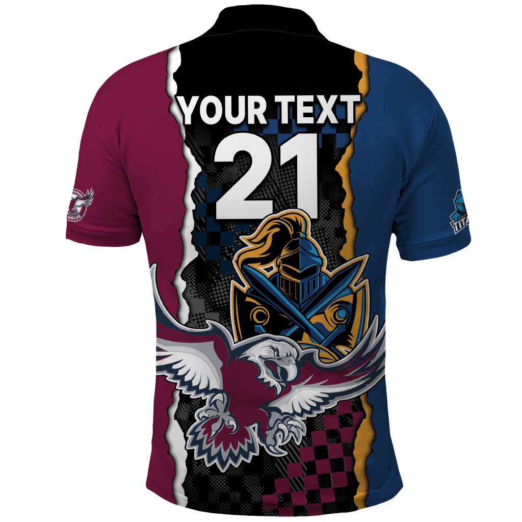 Titans and Manly Eagle Polo Shirt Rugby Together Sporty Style