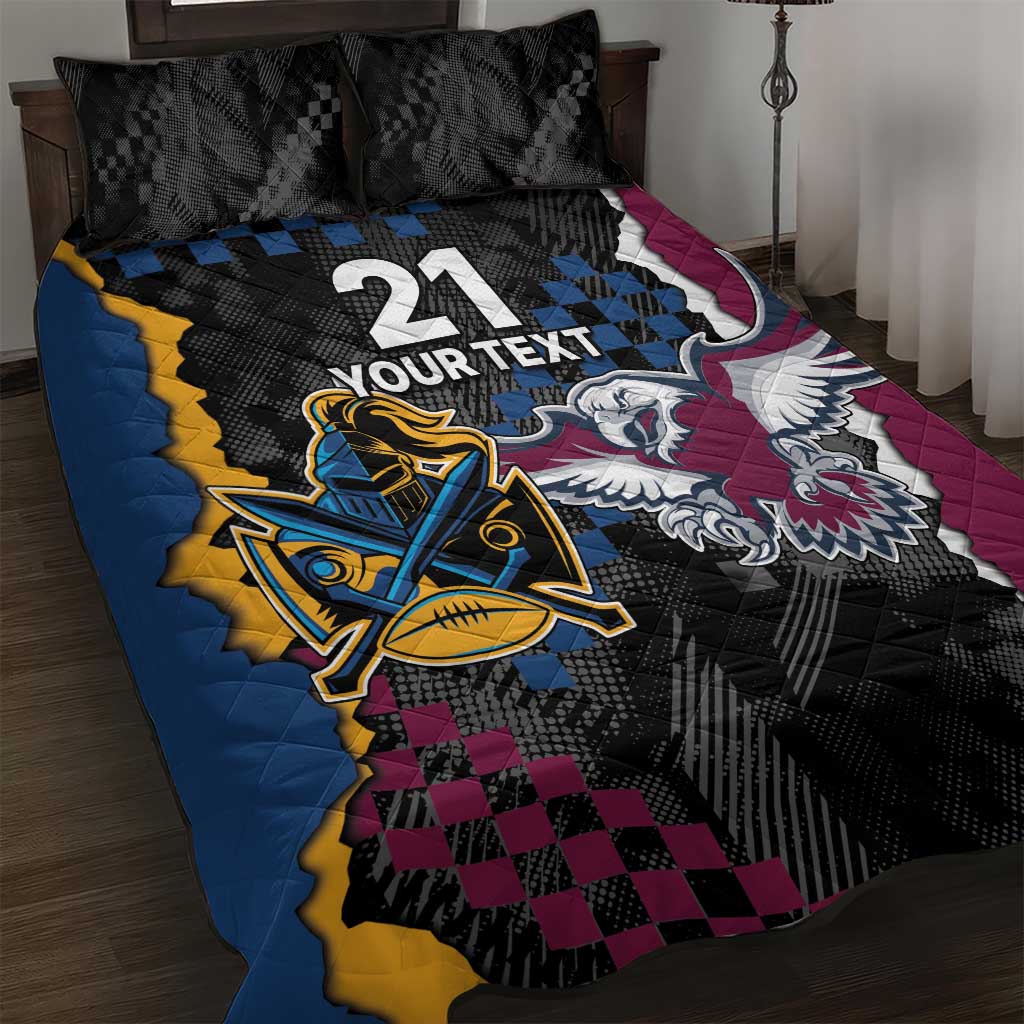 Titans and Manly Eagle Quilt Bed Set Rugby Together Sporty Style