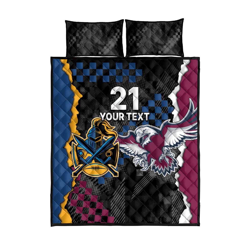 Titans and Manly Eagle Quilt Bed Set Rugby Together Sporty Style